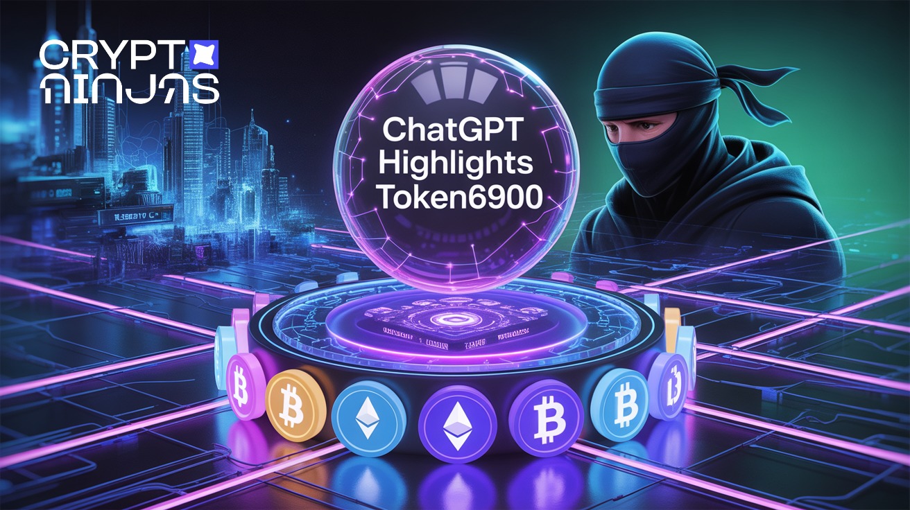 An AI robot analyzing cryptocurrency charts
