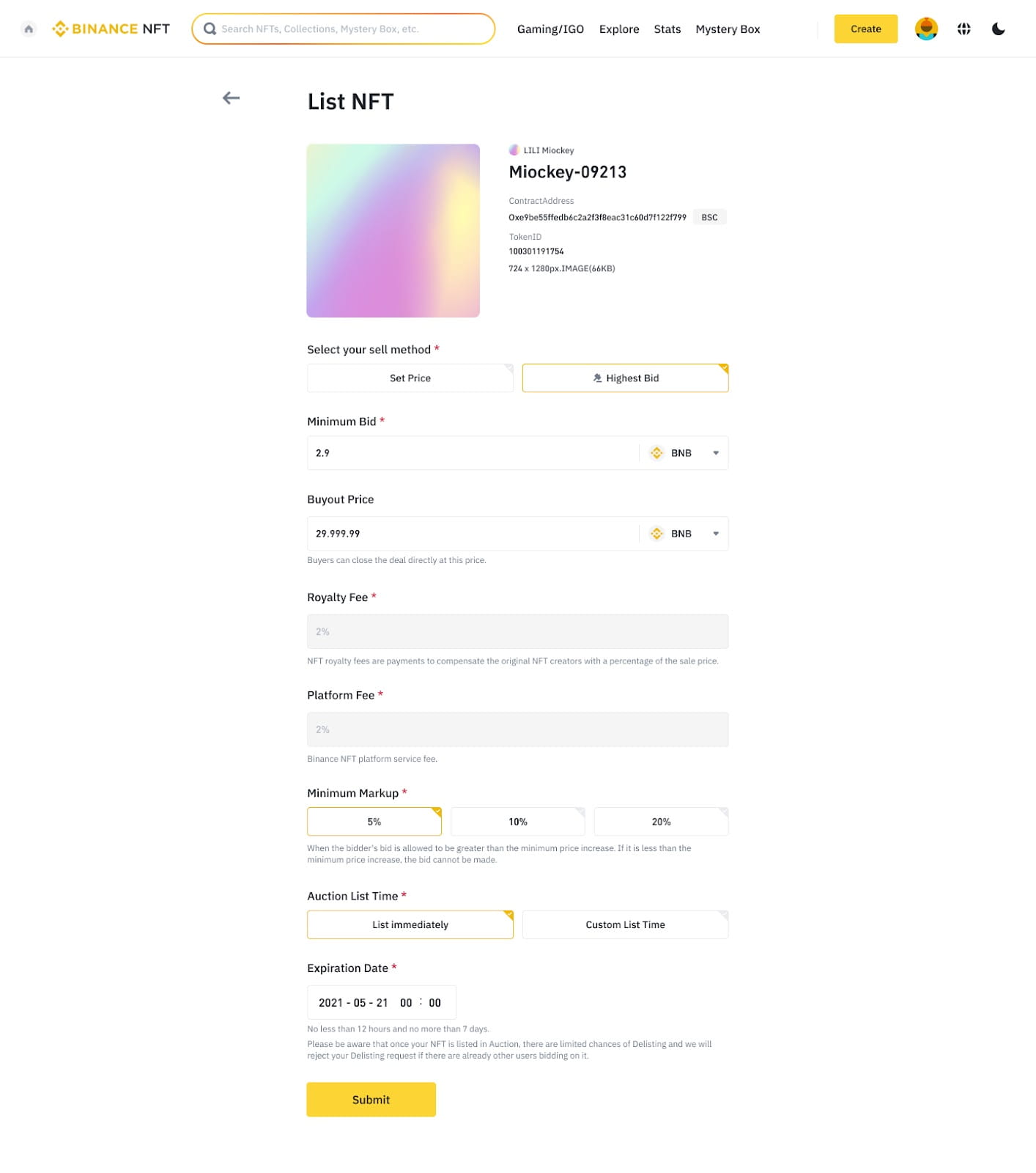 how-to-sell-nfts-on-binance-nft-marketplace