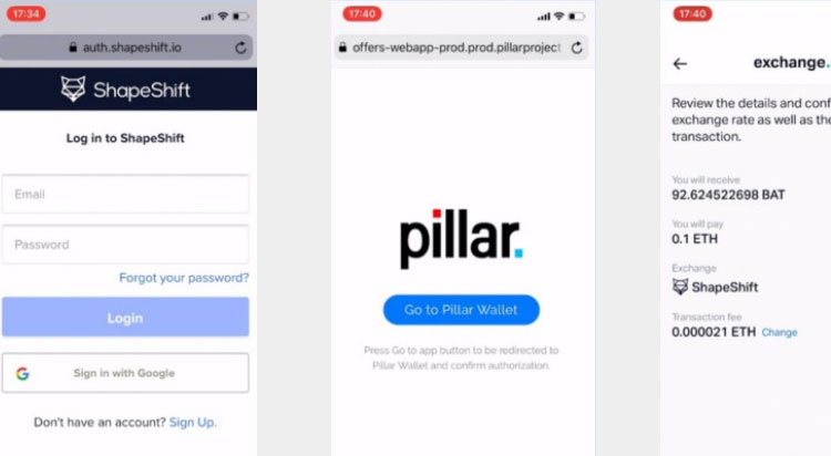 Crypto exchanges from ShapeShift now accessible in Pillar Wallet