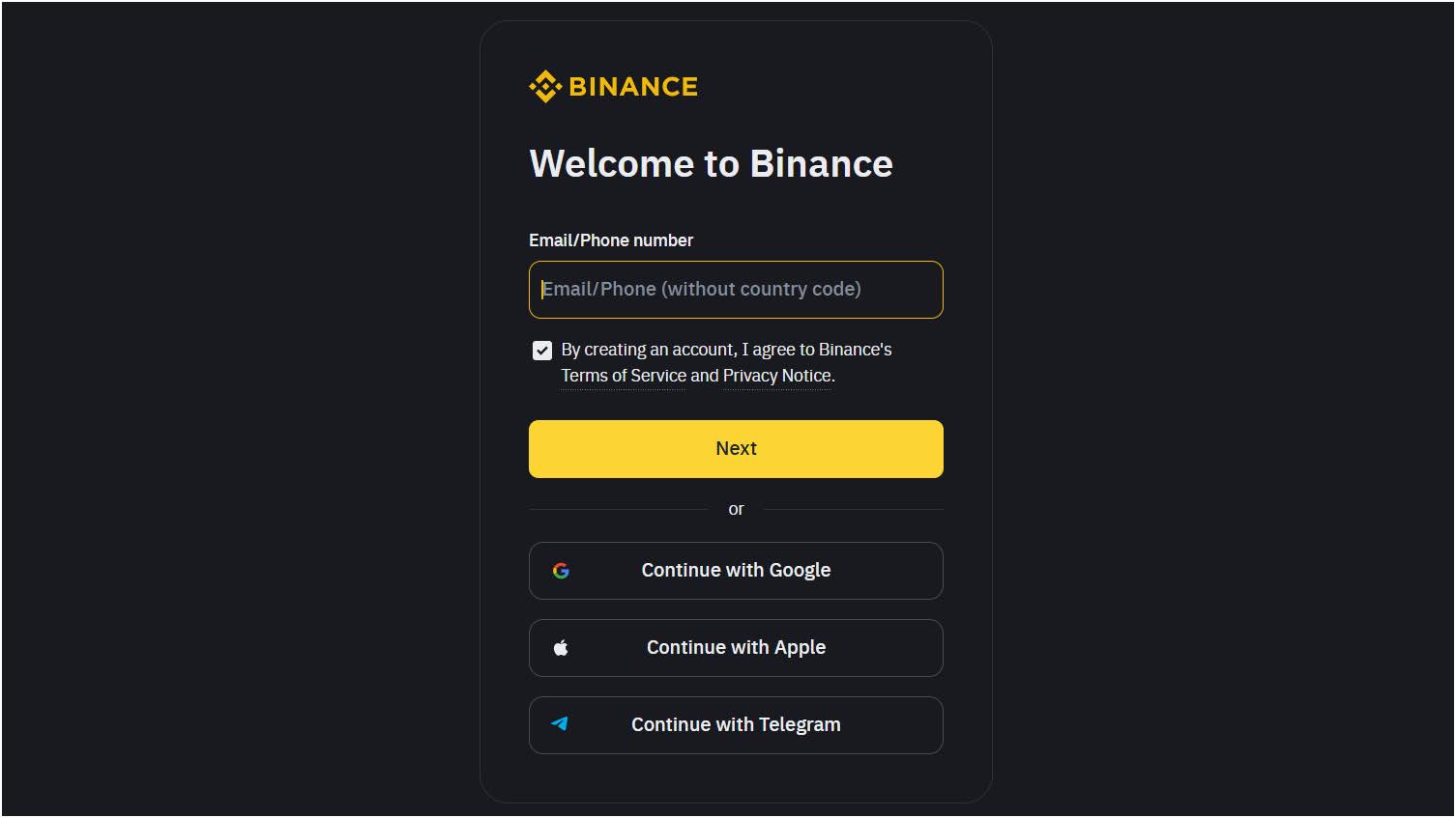 register-new-account-on-binance-to-use-binance-pay