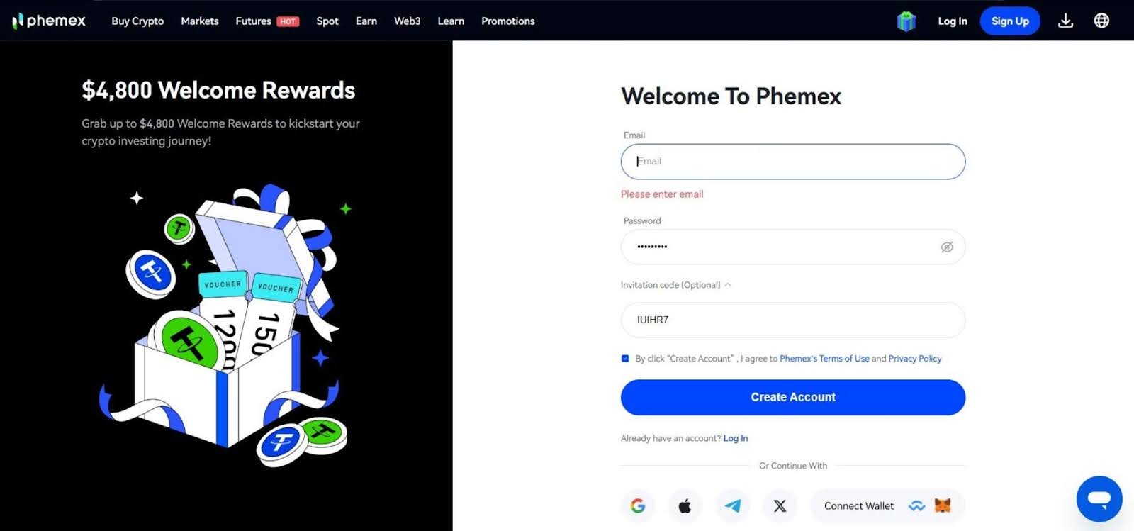 register-new-account-on-phemex-website