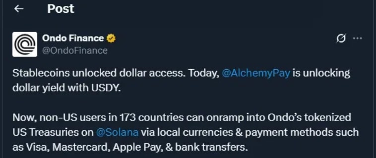 alchemy-pay-opens-173-countries-to-ondos-usdy-token-boosting-tokenized-treasury-access